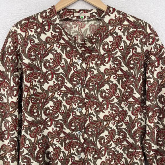 ADDENDA Top Womens M Paisley Shirt Blouse Button Front Long Sleeve Brown VTG - Picture 4 of 13